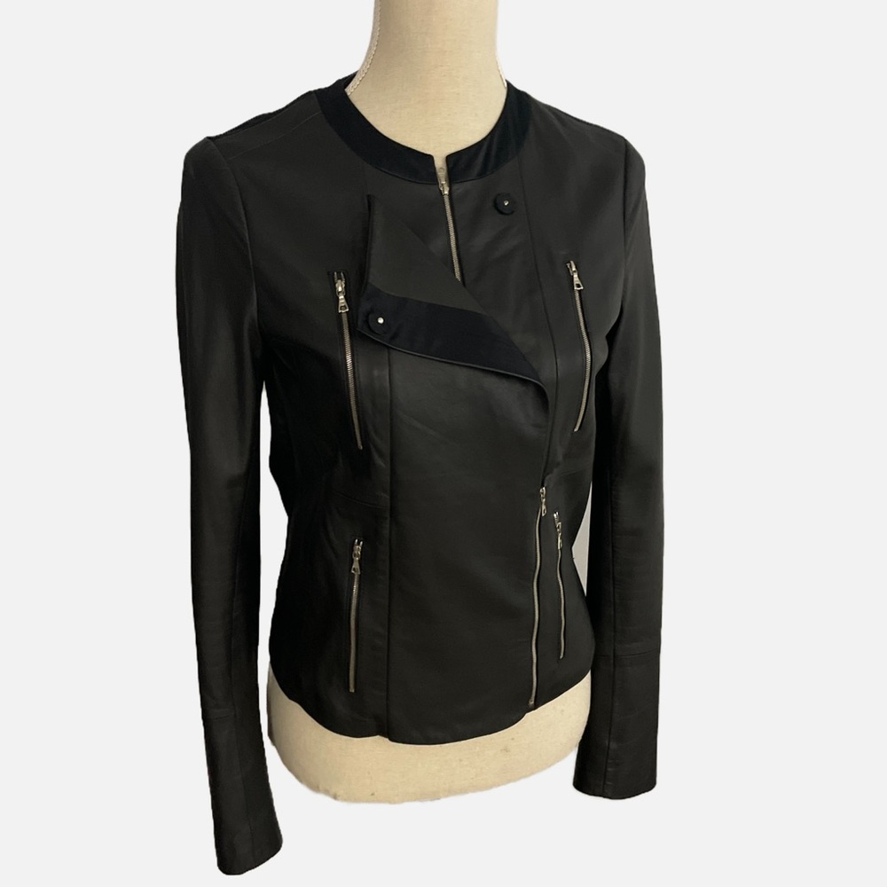 J Brand Leather Moto Jacket Small Black‎ Lightweight Streetwear Chic